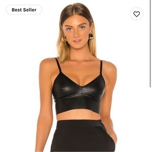 Commando Faux Leather Longline Bralette Black